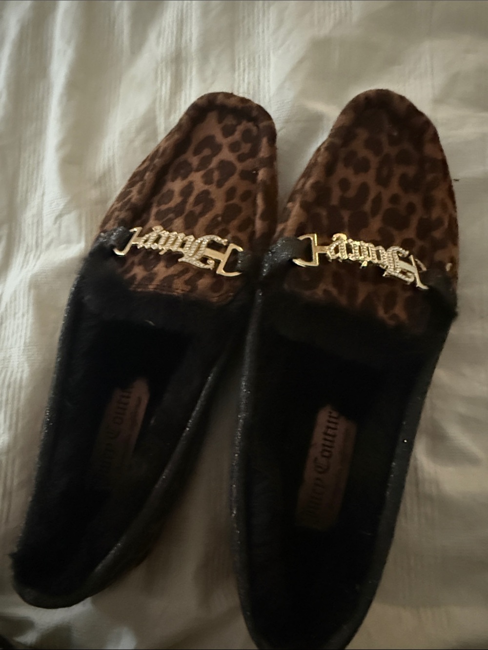 Juicy Couture Leopard-Print Slip-On Loafers with Gold Logo